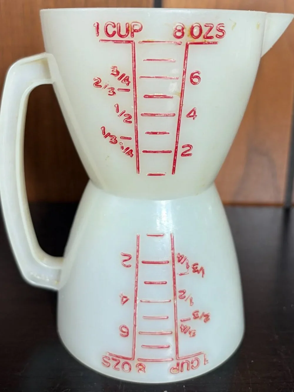Vintage 1970s Tupperware Double Measuring Cup Wet Dry Ingredients Hourglass EUC
